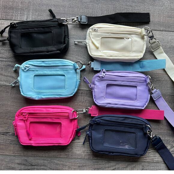 Nylon ID Pouch Wallet with Wristlet Strap Navy - Picture 2 of 6